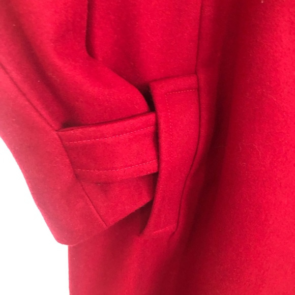Express Red Long Wool Trench Coat: Timeless Fall-Winter Like New. 43 inches long - Picture 4 of 9